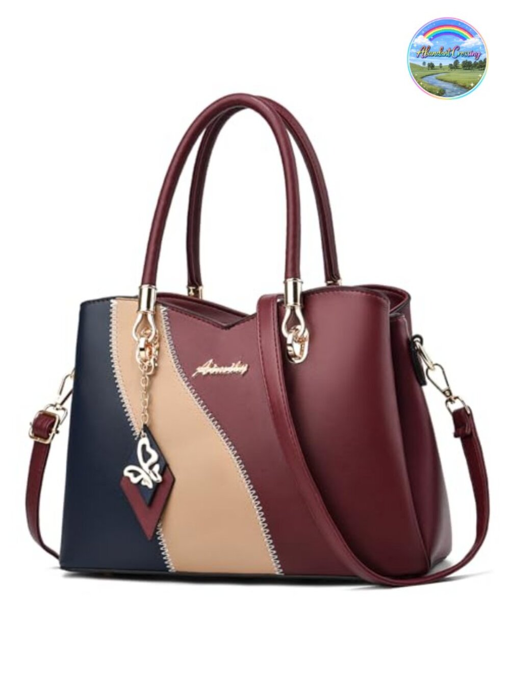 Synthetic Leather Satchel Tote Top Handle Shoulder Crossbody Bag